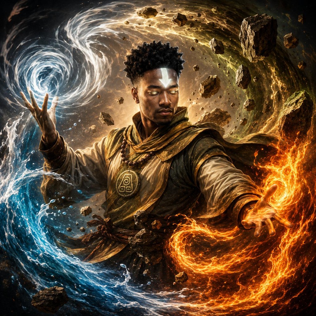 Ansem in Avatar State — bending all four elements
